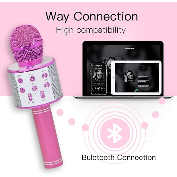 Trådløs Bluetooth Karaoke Mikrofon, 858l Bluetooth Mikrofon Trådløs Mikrofon Farvelys, Børnegaver, Gaver-AD4-
