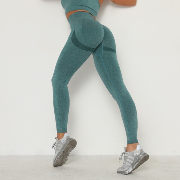 Sport Leggings Hög midja för kvinnor Gym Fitness Workout Sömlösa Yogabyxor grön XL