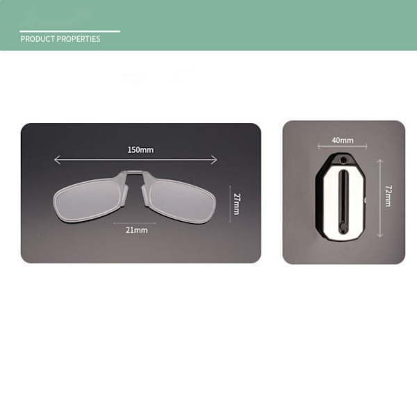 Mini Nenäpidike Kannettavat Kehyksettömät Lukulasit Rimless 100-AD7- 100