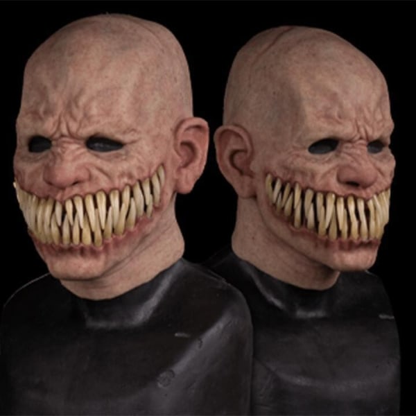 Halloween Dark Mask Bärbar Skräck Cracktooth Devil Latex Huvudbonader Färg