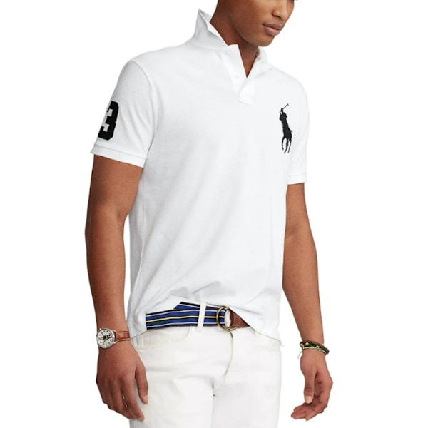 PoloRalphLauren Herre Classic Fit Kortarmet Poloskjorte Hvit -AD1- White L