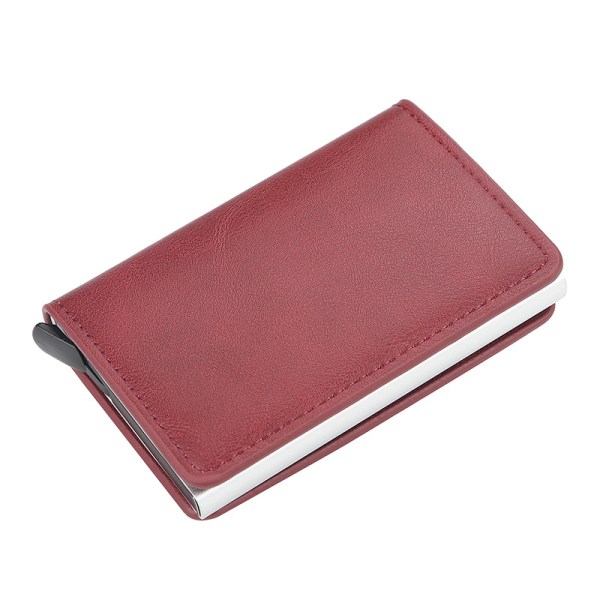 Skydd Plånbok RFID Plånbok Pop-Up i Aluminium 7st Kort läder röd
