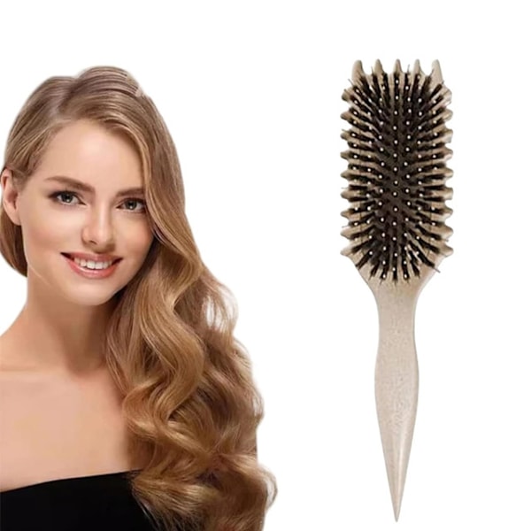 Bounce Curl Brush, 2024 NYA Bounce Curl Defining Brush, Vildsvinshårborste Stylingborste för Utredning, Bounce Curl Define Styling Brush, Formning & Apricot