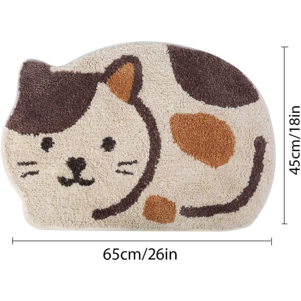 Badeværelsesmåtte skridsikker absorberende, kattebillede 46 x 66 cm beige-FD3-