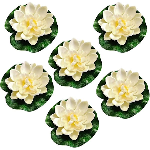6-pak flydende blomster, lotus åkander, kunstige åkander, skumdekoration, flydende åkander-AD4-