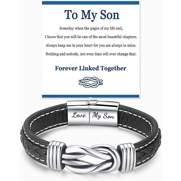 Armband till Min Son/Barbarn/Make/Pojkvän/Män/Pappa, Alla hjärtans dag-present till Honom, Läderarmband för Män, Födelsedag och Jul-AD4-