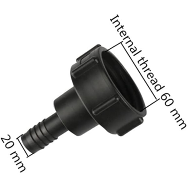 IBC-tankadapter 60 mm grovgevind - Import til haveslange 20mm