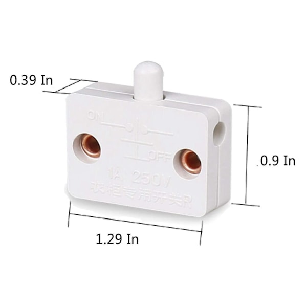 6 stk. LED-dørbryter for skapbelysning, normalt lukket elektrisk lampebryter for skap P-AD4-