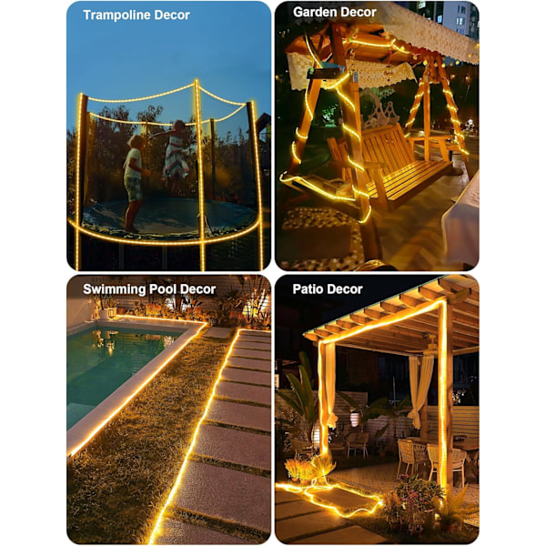 Solcellelys Utendørs Vanntett - 100 LED Lyslenke for Terrasse, Solcelledrevet Lyslenke, Bassenglys, Utendørs Dekorativ Belysning for Hage, -AD4-