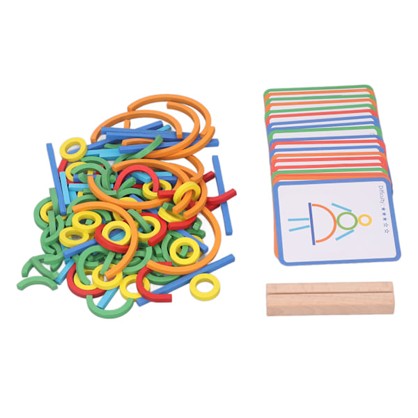 Sticks Rings Puzzle Toy Wooden Sticks Rings Matching Creation Matching Early Learning Educational Toys for Boys Girls