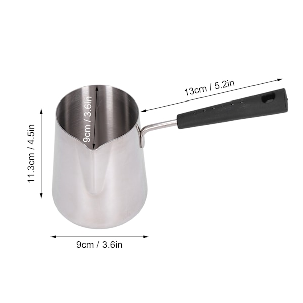 Tyrkisk Kaffe Kande 600ml Rustfrit Stål Blank Overflade Højtemperaturbestandig Let at Rengøre Smørvarmer