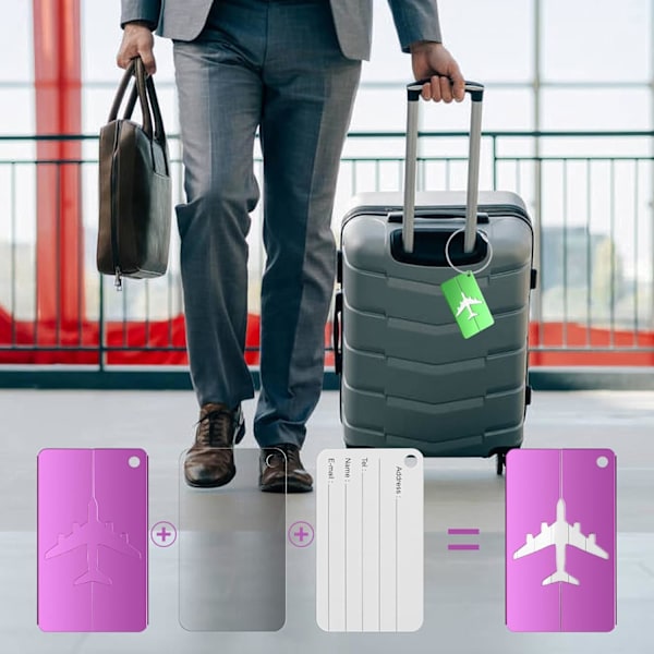 8 st Metall Bagageetiketter, Reseetiketter för Bagage, Resväskeetikett med Namn Adress Telefon E-post Etiketter, Bagage Handväska Etiketter-AD7-