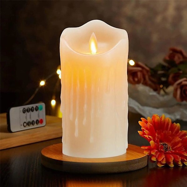 LED-ljus, flimrande flamlösa ljus, uppladdningsbara ljus, äkta vaxljus med fjärrkontroll (YJD) -AD6- CreamyWhite