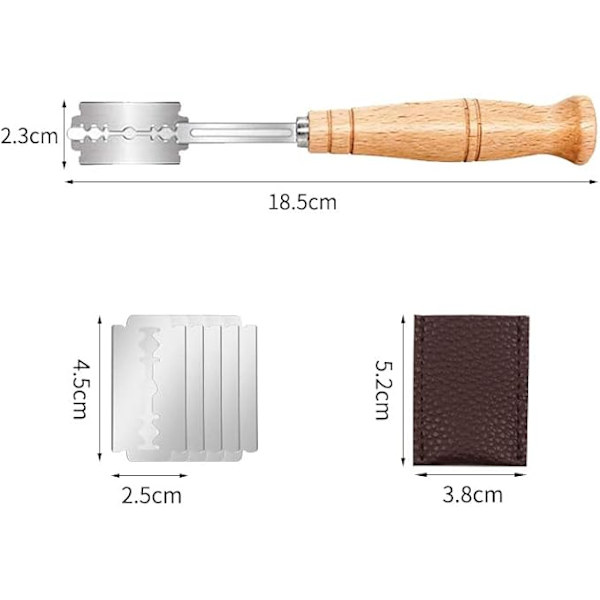 Brødskæringsværktøj, brødkniv, bagerkniv, markeringskniv med 5 blade, til bagning, snitning, rugbrødsmønster -FD4-