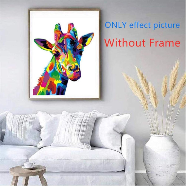 Måla efter nummer för vuxna barn, Måla efter nummer-kit akrylfärg efter nummer för vuxna, Söta hundar - Färg Giraff-AD4-