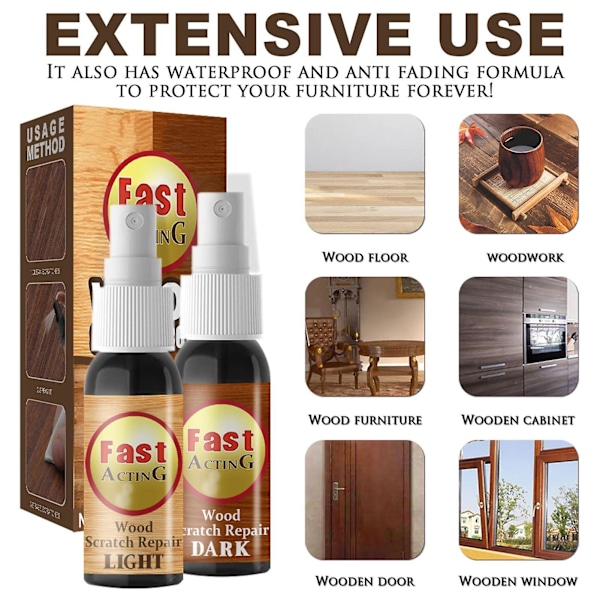 Træ Reparations Spray, Fix It Træ Ridse Reparations Spray Trægulv Kontakt Rengøring Spray Møbel Reparations Kit{GKS}-AD4-