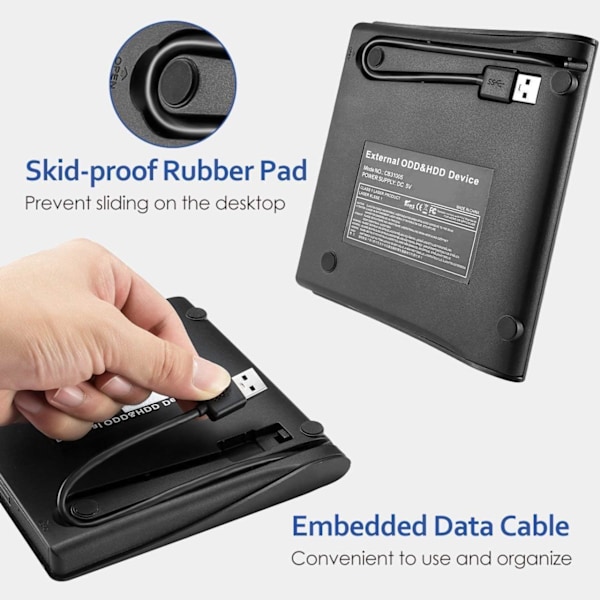 Ekstern DVD-drev, USB 3.0 Bærbar CD/DVD-RW Drev/DVD-afspiller-AD4-