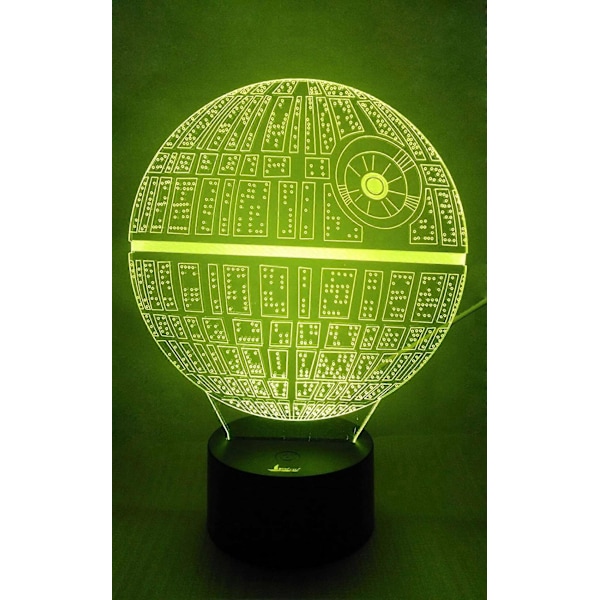 Dødsstjerne 3D Natlampe LED Illusionslampe Sengelampe til Star Wars Fans, 7 Farveskiftende Lys med Akrylplade-AD4-
