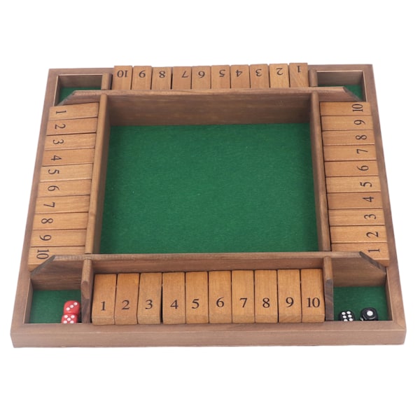 35 cm 4-vägs trä Shut The Box tärningsspel med 8 tärningar för barn vuxna brädspel matematikspel familj klassrum hem pub