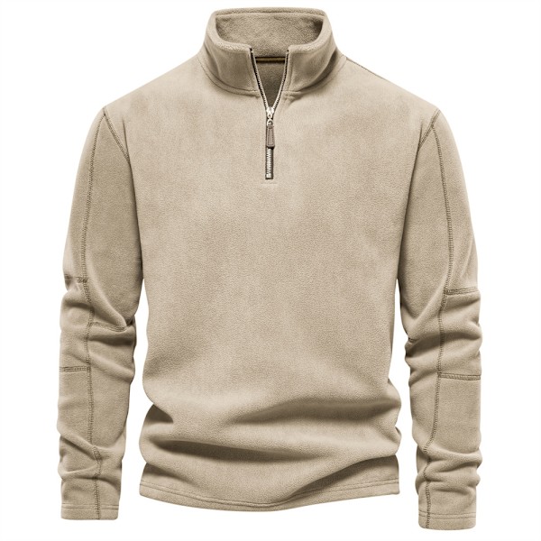 Herrtröja Fleecejacka Herr, 1/4 Zip Pullover, Höstmode Stativ Krag Vinter Varm tröja Casual