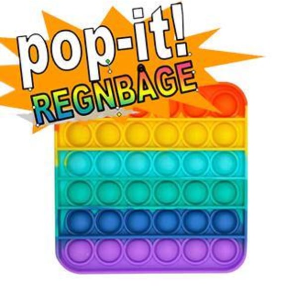 Pop It Fidget Toy Original - Regnbåge Fyrkantig - CE Godkänd