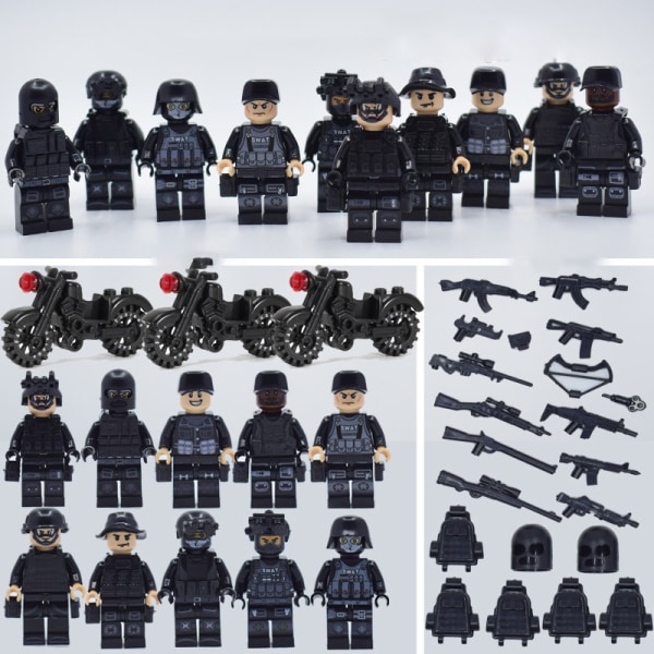 Skeleton SWAT Team [ 10 figurer/ set] och utrustning Cobi Cada kompatibel Skelett SWAT 10 st