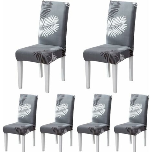 QQU-6 Delar Stolsöverdrag, Stretch Stolsöverdrag för Matsalsstolar för Moderna Bröllop, Hotell, Restauranginredning -AD6-