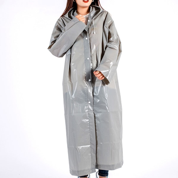EVA kevyt sadetakki aikuisille, läpinäkyvä, paksumpi hupullinen sadetakki unisex Gray-FS2--AD3- Gray Flat Mouth