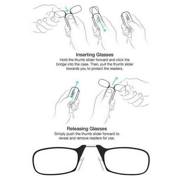 Mini Nenäpidike Kannettavat Kehyksettömät Lukulasit Rimless 100-AD7- 100