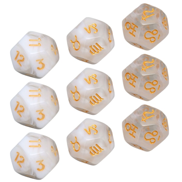 9PCS Polyhedral Dice Set Vedenpitävä Muovi Kevyt Kannettava Pöytäpeli Noppaa Matkustamiseen Piknik Valkoinen