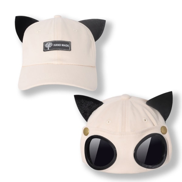 Cute Cat Ears Aviator Glasses Baseball Cap Sunglasses