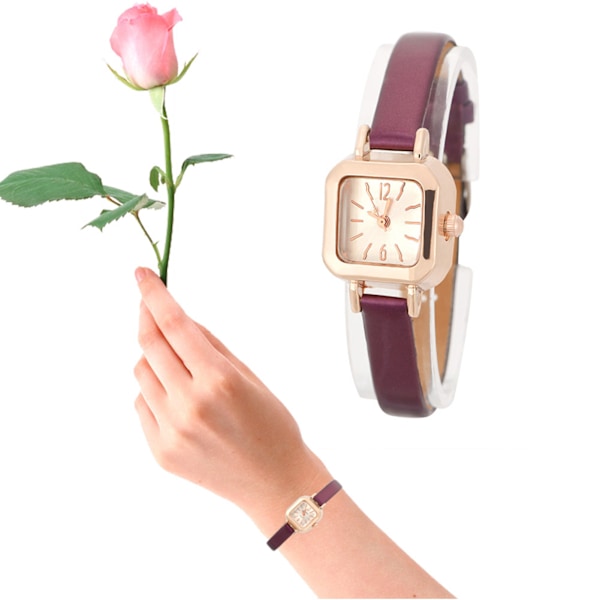 Fashionabla Dam Kvarts Armbandsur Analogt PU-armbandsur (Lila)-FS2--AD3- 0.1