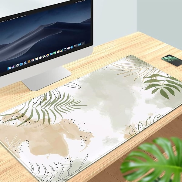 Tastaturmatte Kawaii Musematte Matcha Grønn Plante Abstrakt Tilbehør Skrivebordsmatte Musematte for Datamaskin Gamer Jente Kontorrekvisita-FD3-