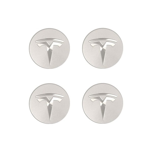 Sopiva Teslalle Tesla Model 3 vanteille - tummanharmaa hopea logo (neljän pakkaus)