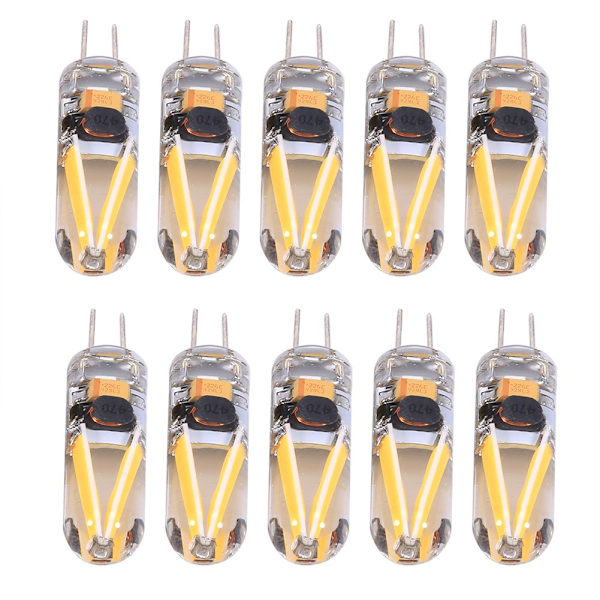 10 st/förpackning Varmvit Högeffekts AC/DC 12V 1.5W G4 LED-lampa -FD5-