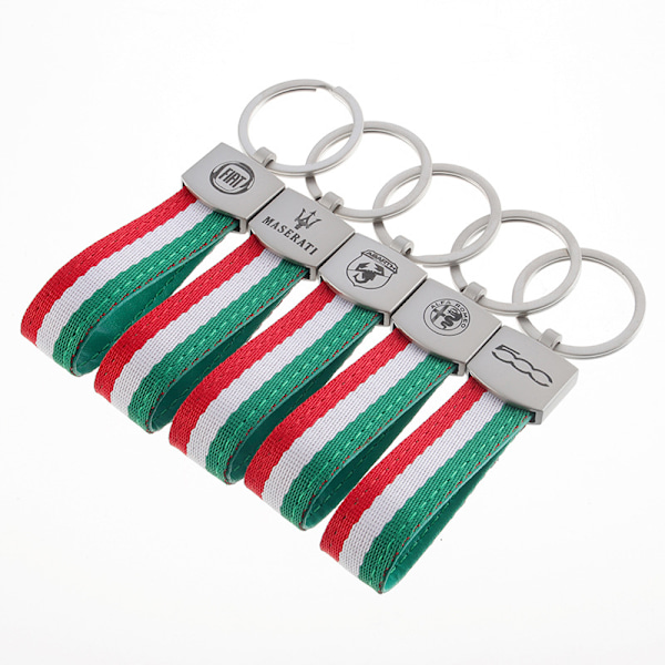 Nyckelring i konstläder med italiensk trefärgad flagga, färgglad logga, officiell-AD10-