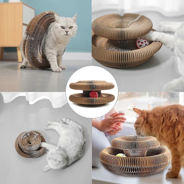 Kitty Kurlz Kattleksak - Magisk Orgel Kattskrapa, Interaktiv Skrapskiva, Vikbar Dragspels Kattleksak -FD2-