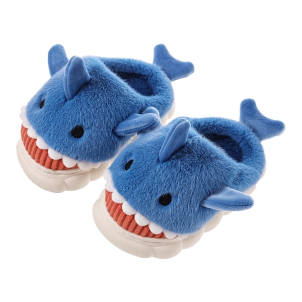 Barnhajtøfler Plysj Varme Tøfler Slip-on Fluffy Sko for Vinteren Blå Z Blå-AD7- Blue 22-23