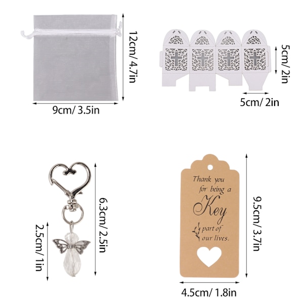 24 stk. Engel Favor Nøgleringe Søde Engel Gæst Retur Gaver Baby Shower Favors til Bryllupsfest