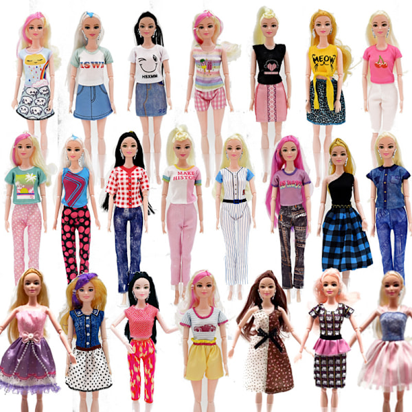20 st Barbie Docka Kläder Vardaglig Kostym Mode Kjolar-AD10-