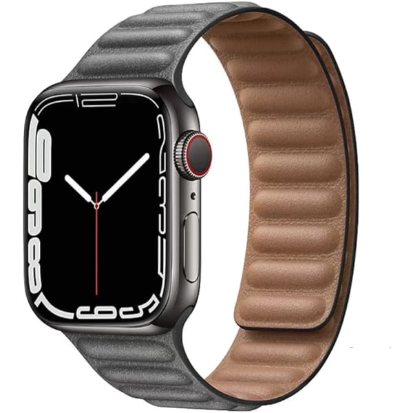 Kompatibel med Apple Watch 7-rem 8 magnetiskt läder 44mm 45mm, läderband, med magnetiskt stängningssystem