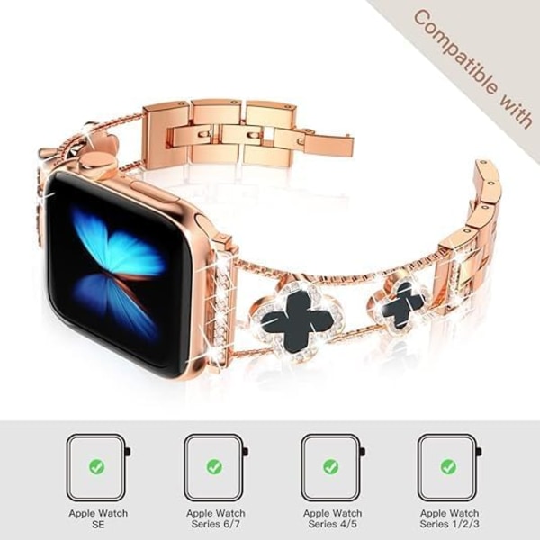 Remme til Apple Watch 38mm 40mm 41mm Serie 9 8 7 6 5 4 3 2 1, Sparkle Diamond Remme, Søde Dressy iWatch Remme.