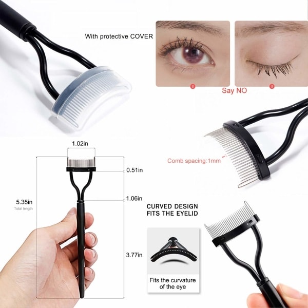 2-pakning øyenvippekam Makeup Mascara Separator Metalltenner Øyevipper Definer med deksel for kvinner Mascara -AD6-