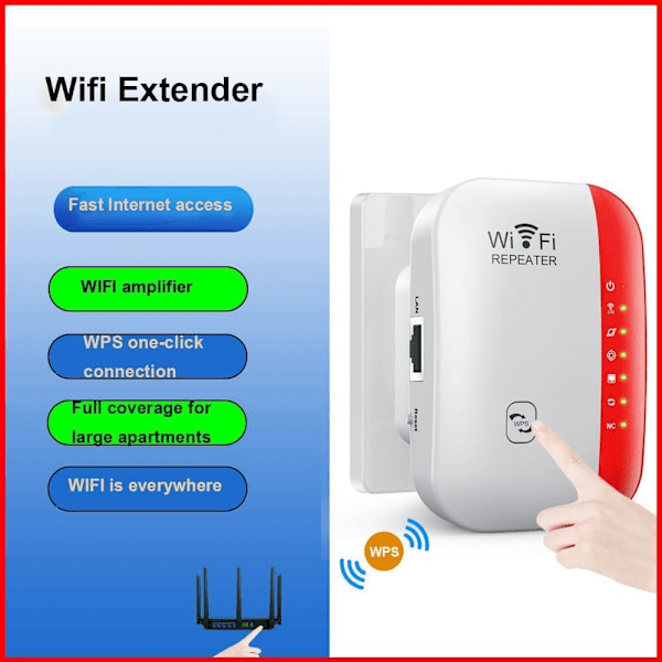 Wifi Booster Uttag + Inklusive Internetkabel, WiFi Signal Booster, WiFi Extender, Trådlös WiFi Bo{sl}-AD8-