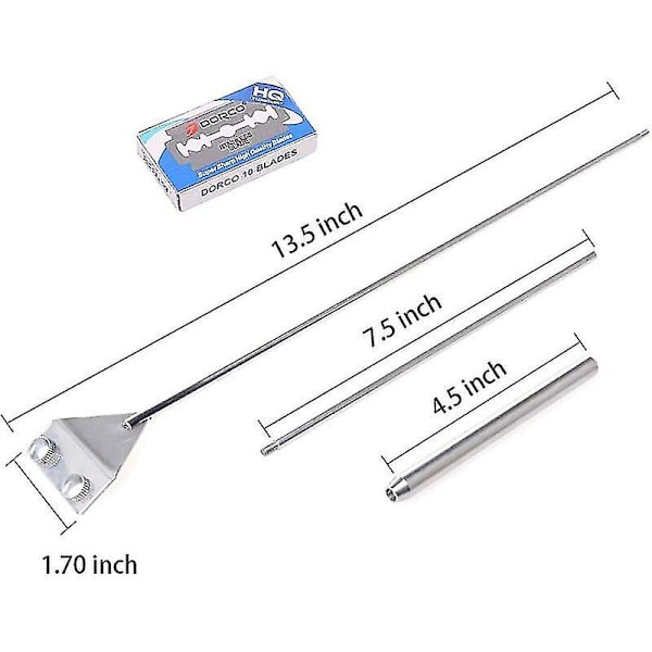 Algskrapa 65 cm lång, med blad i rostfritt stål, rengöringsverktyg för glasakvarium, med 10 blad-AD4-