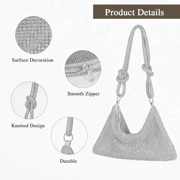 Dame Aften Taske Clutch Taske Lille Paillet Håndtaske Skuldertaske Kædetaske Til Bryllup Fest Diskotek - Sølv(sølv) -AD6-