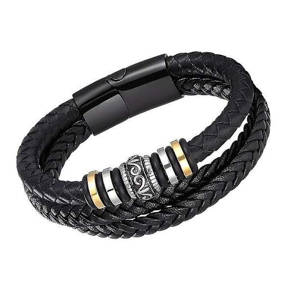 Til min søn, elsker dig for evigt armbånd, flettet læderarmbånd til mænd, personligt graveret armbånd i rustfrit stål-AD10-
