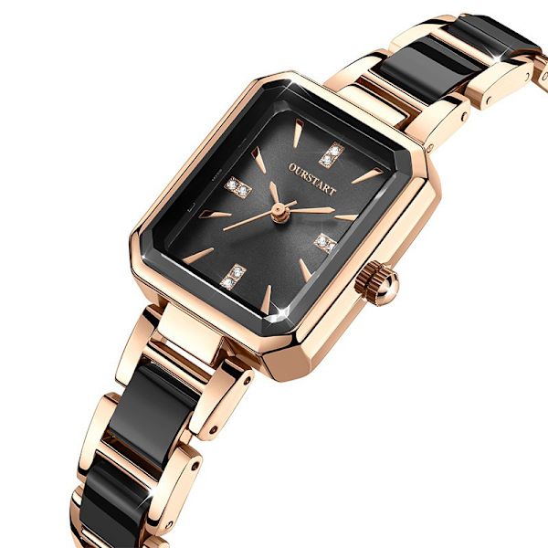 Armbandsur för kvinnor, elegant designad damklocka, kvarts analog damklocka med keramikarmband