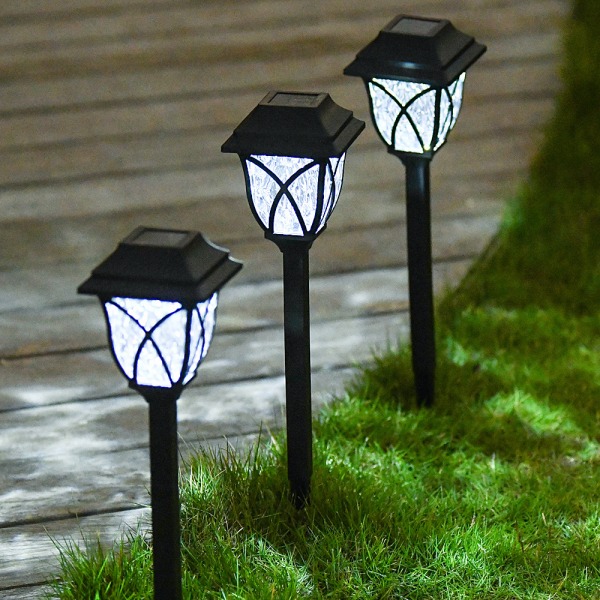 4-pack solcellslampor utomhus vattentät LED dekorativ solcellslampa för uteplats landskapsväg (vit)