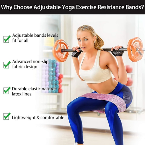 Motståndsband för ben och rumpa - Justerbart brett tyghöftband för träning och fitness -FD2-